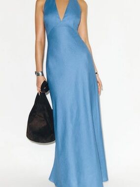 Reformation Dusty Blue Halter Maxi Dress size 2 like new never worn